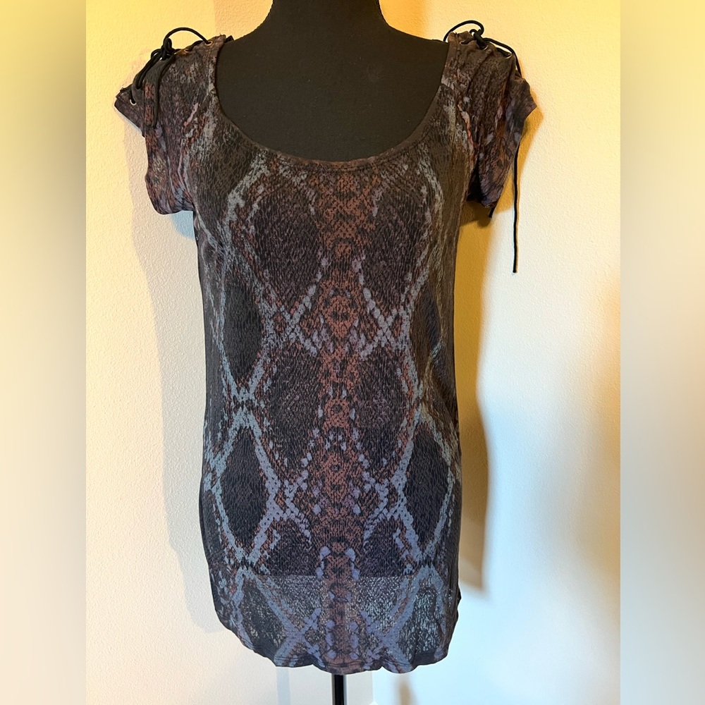 Sheer Top with Metal Eyelets & String Shoulders-New